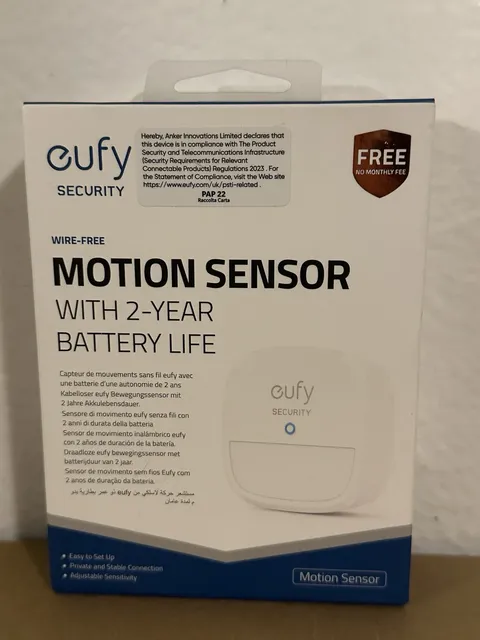 Eufy Security Wire-Free Motion Sensor Add On, White New Sealed Box.
