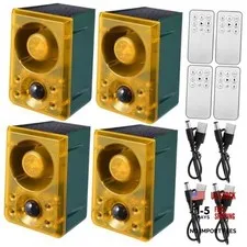 Solar Outdoor Motion Sensor Alarm Animal Deterrent Gunshot Sound Dog 4 Yellow