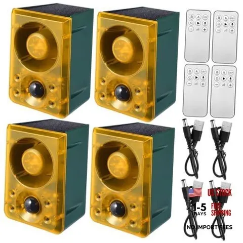 Solar Outdoor Motion Sensor Alarm Animal Deterrent Gunshot Sound Dog 4 Yellow