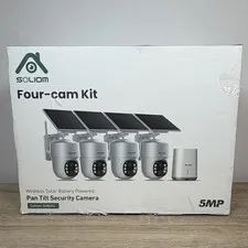 Soliom SHB502 Four-Cam Kit 5MP Wireless Solar Pan Tilt Security Cameras HomeBase