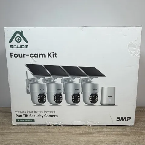 Soliom SHB502 Four-Cam Kit 5MP Wireless Solar Pan Tilt Security Cameras HomeBase