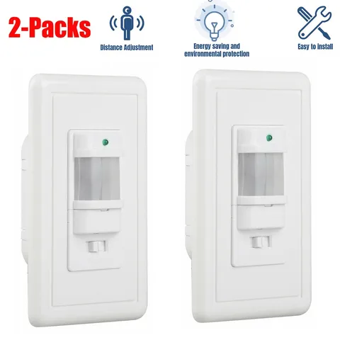 2 Packs Automatic PIR Occupancy Motion Sensor Light Switch Auto On/Off Infrared