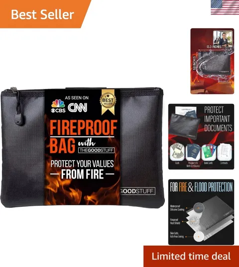 Fireproof Document Pouch 10"x13" - Protect Cash and Papers from Fire | 2000°F...