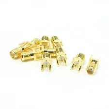 10Pcs Gold Tone Metal 4 Pin SMA Female Straight PCB Mount RF Connector