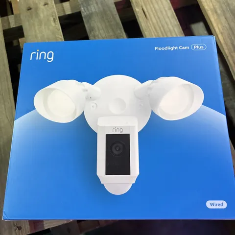 BRAND NEW Ring Floodlight Cam Wired Plus (White) 1080p Outdoor Motion Camera