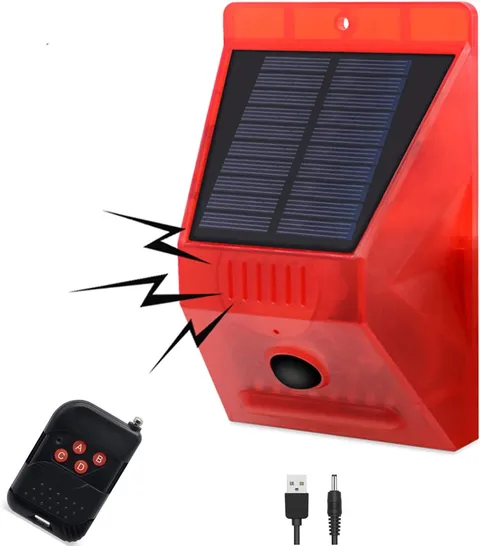 Solar Outdoor Motion Sensor Alarm,130db Loud Siren Lamp Noise Maker | 4 Working