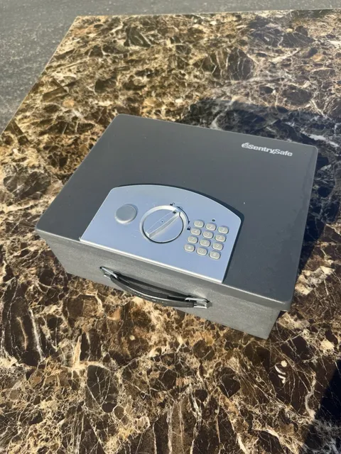 SentrySafe Portable Digital Metal Safe with Keypad Lock, Black Metallic Finish