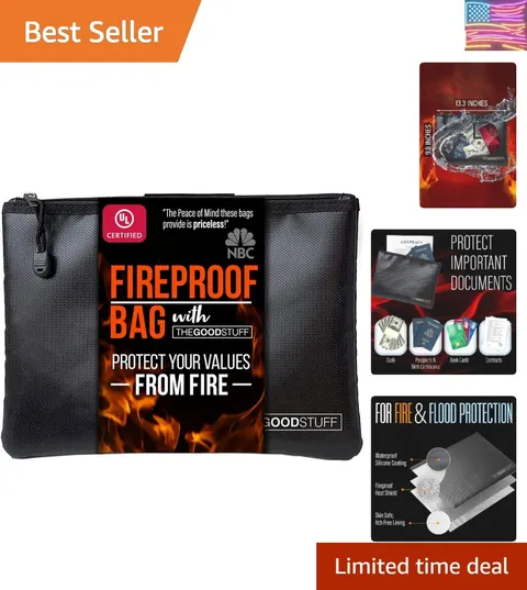 Fireproof Money Bag for Cash 10" x 13" – Waterproof Document Holder with Zipp...