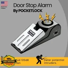 POCKETLOCK Door Stop Alarm Black 3-Pack 120dB Siren Portable Travel Security ...