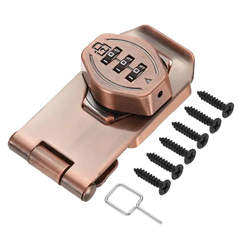 Keyless Cabinet Combination Lock 3" 3-Digit Password Hasp Lock Bronze