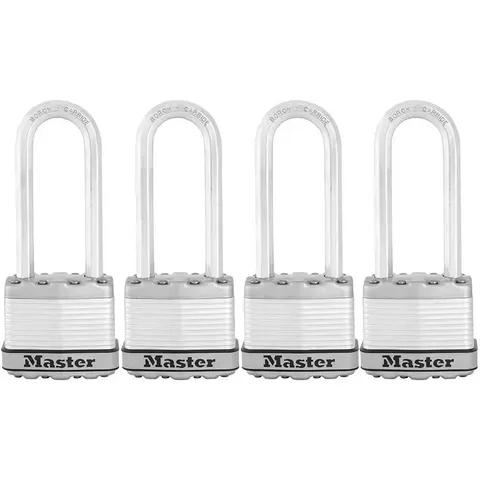 Heavy Duty Outdoor Padlock with Key, 1-3/4 In. Wide, 2-1/2 In. Shackle, 4 Pack