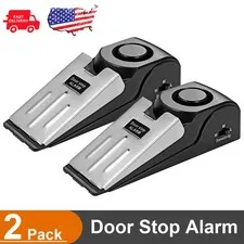 2 Pack Door Stop Alarm 120dB Security Stopper Wedge for Travel Hotel Home Safety