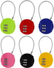 Litoexpe 6 Pcs Combination Cable Lock 6 Colors | 3-Digit Code, Waterproof Steel