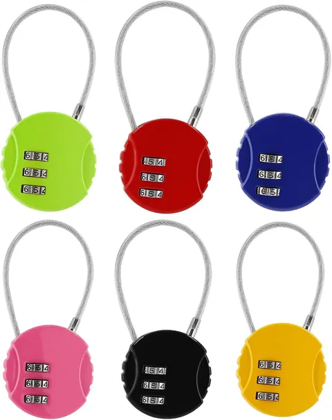 Litoexpe 6 Pcs Combination Cable Lock 6 Colors | 3-Digit Code, Waterproof Steel