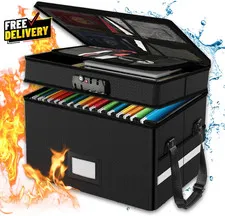 Fireproof Document Box with Lock 2 Layer Fire Proof File Box for Documents.....