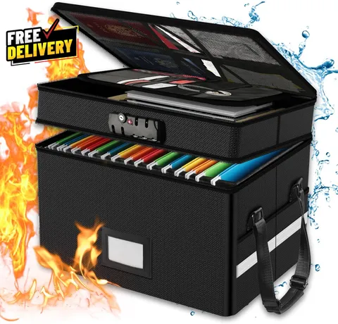 Fireproof Document Box with Lock 2 Layer Fire Proof File Box for Documents.....