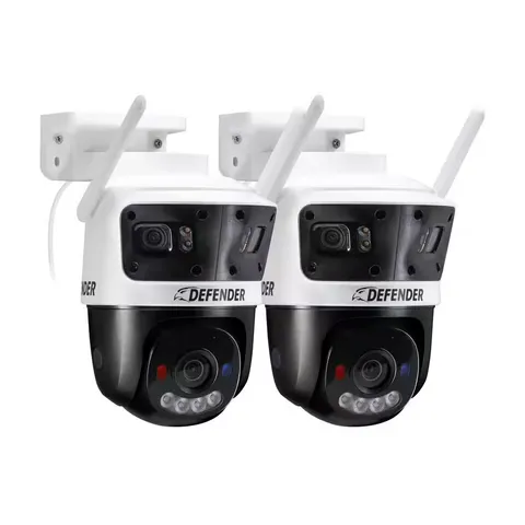 AI POWERED 3K+ Guard WIFI Tri-Lens PTZ Plug-In Security Camera, 2 Pc