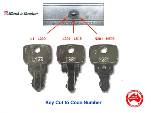 Old Black & Decker Garage Roll A Door Keys Cut To Code Number-FREE POST