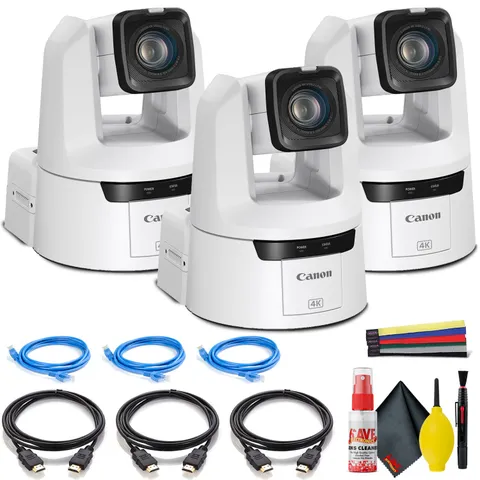 3 x Canon CR-N500 Professional 4K NDI PTZ Camera with 15x Zoom - Bundle
