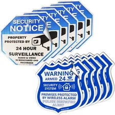 12 Pack Security & Alarm Window Stickers UV Fade Resistant Waterproof Decals