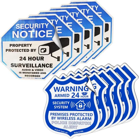 12 Pack Security & Alarm Window Stickers UV Fade Resistant Waterproof Decals