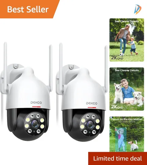 Full Color Night Vision WiFi Cameras - 2-Pack Outdoor Surveillance with Audio