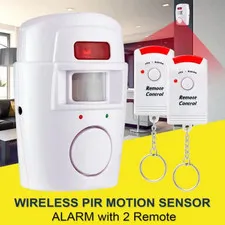 1 Set Wireless Motion Sensor Alarm 2 Remote Controls 105dB Security System - NEW