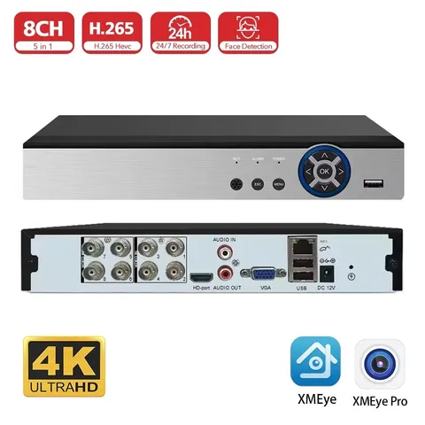 4K 8CH DVR Security Video Record Human Detection Smart Playback APP H.265+
