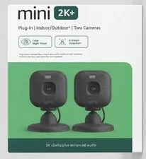 Blink Mini 2K+ Compact Plug-In Security Camera 2-Pack (Black)