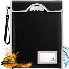 BALAPERI Fireproof Document Bag 15"x11" Lock Black