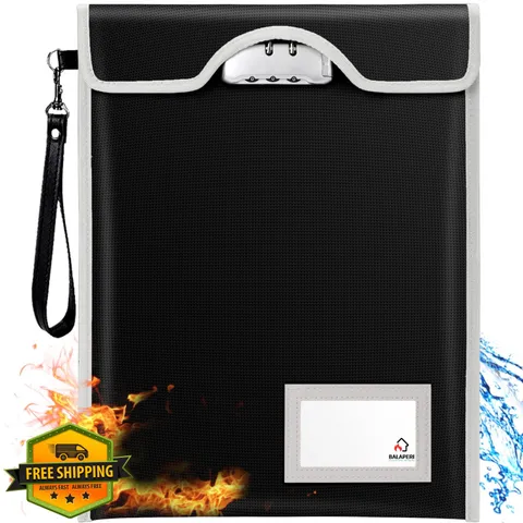 BALAPERI Fireproof Document Bag 15"x11" Lock Black