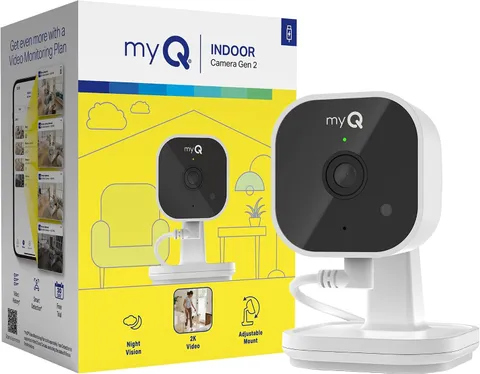 Myq Indoor Plug-In Security Camera Gen 2 – 2K Smart Wi-Fi Camera with Night Visi