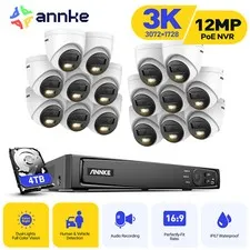ANNKE 16CH 12MP NVR 5MP POE Security IP Camera System 3K AI Color Night Vision