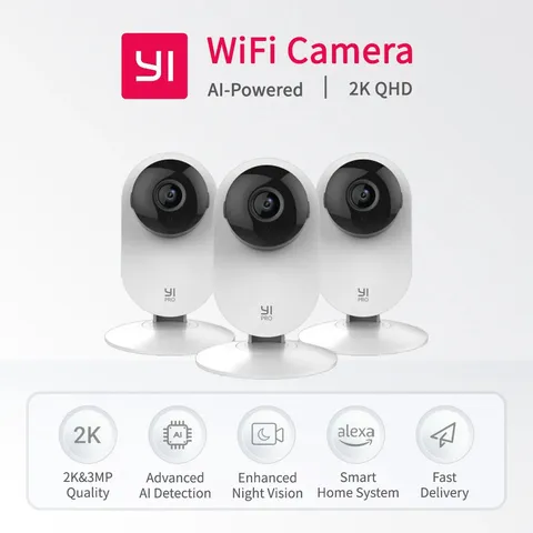 YI Pro 3pc Kits 2K Home Camera Wi-Fi IP Security Surveillance Smart System with 