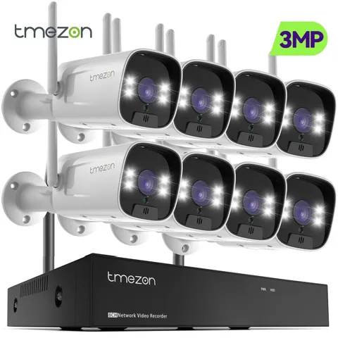 3MP WirelessHome IP Camera CCTV System Outdoor 8CH NVR 2-Way Audio Home
