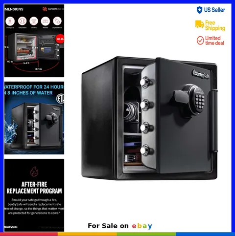 Fireproof Waterproof Safe Digital Keypad Lock 1.23 Cu Ft Steel Pry-Resistant