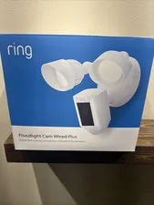 New RING Floodlight Cam Wired Plus Motion-Activated 1080p HD White (27B)