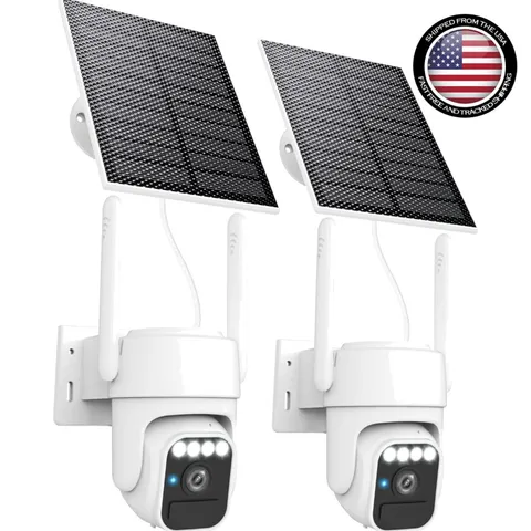 2Pack Solar Security Cameras System Wireless Outdoor Battery Powered WiFi Camera