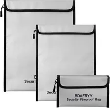 3 Pcs Fireproof Waterproof Money Important Document Bag(2000?),Fire Proof Bag fo