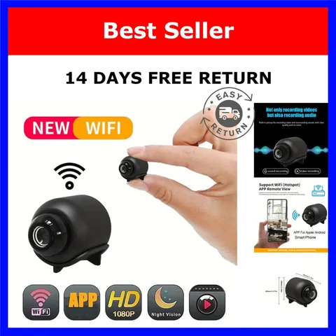 1080p Mini WiFi Security Camera Motion Detection Night Vision Black