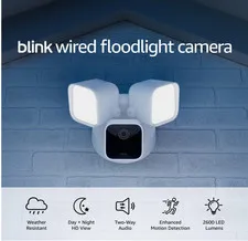 Blink Wired Floodlight Security Camera 1080p HD 2600 Lumens W/ Motion Detection