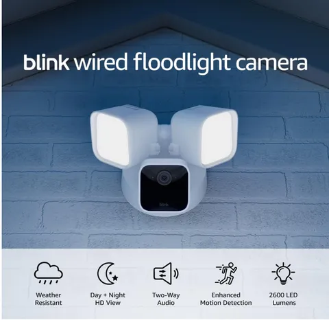 Blink Wired Floodlight Security Camera 1080p HD 2600 Lumens W/ Motion Detection