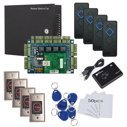 MENGQICONTROL Security Wiegand TCP/IP RFID 4 Doors Access Control System Kit ...