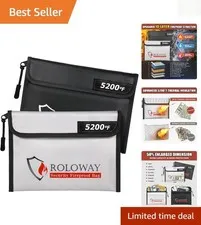 Fireproof Storage Solution 9.6x6.6 inches - Two 5200℉ Bags with Secure Zipper