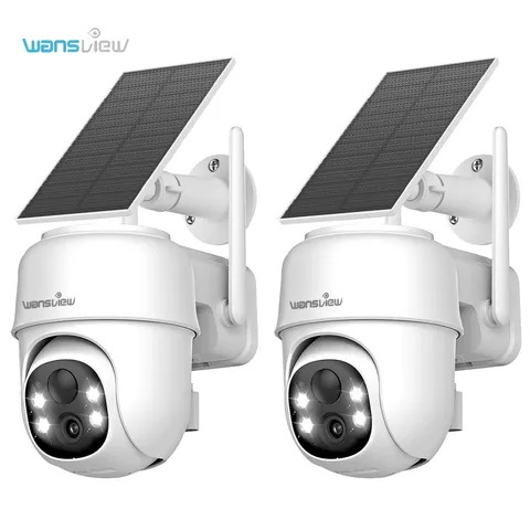 2Pack Wansview Wireless WIFI Outdoor Home Security Camera Battery Solar Powered