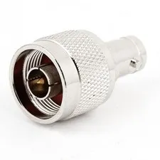 Silver Tone N Type Male to BNC Female Coax Straight Connector