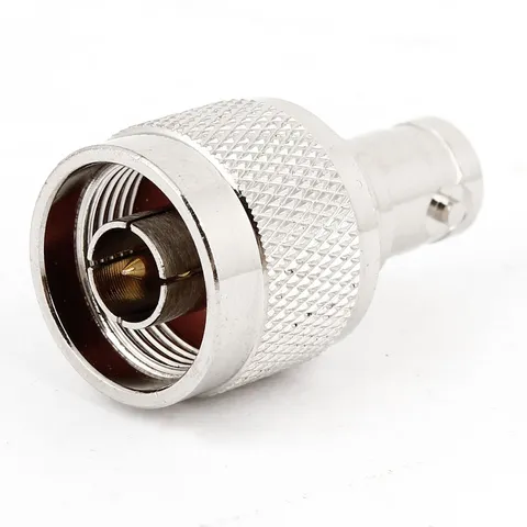 Silver Tone N Type Male to BNC Female Coax Straight Connector