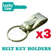 Belt Clip - x3 Keyrings  BELT CLIP Keyring Key Chain - Secure-A-Key (Slip ON)
