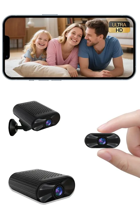 Mini Camera - 4K HD Wireless Small - Tiny Indoor Security Black