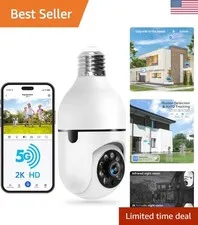 Motion-Sensor Light Bulb Security Camera with 2K HD Resolution and App Control